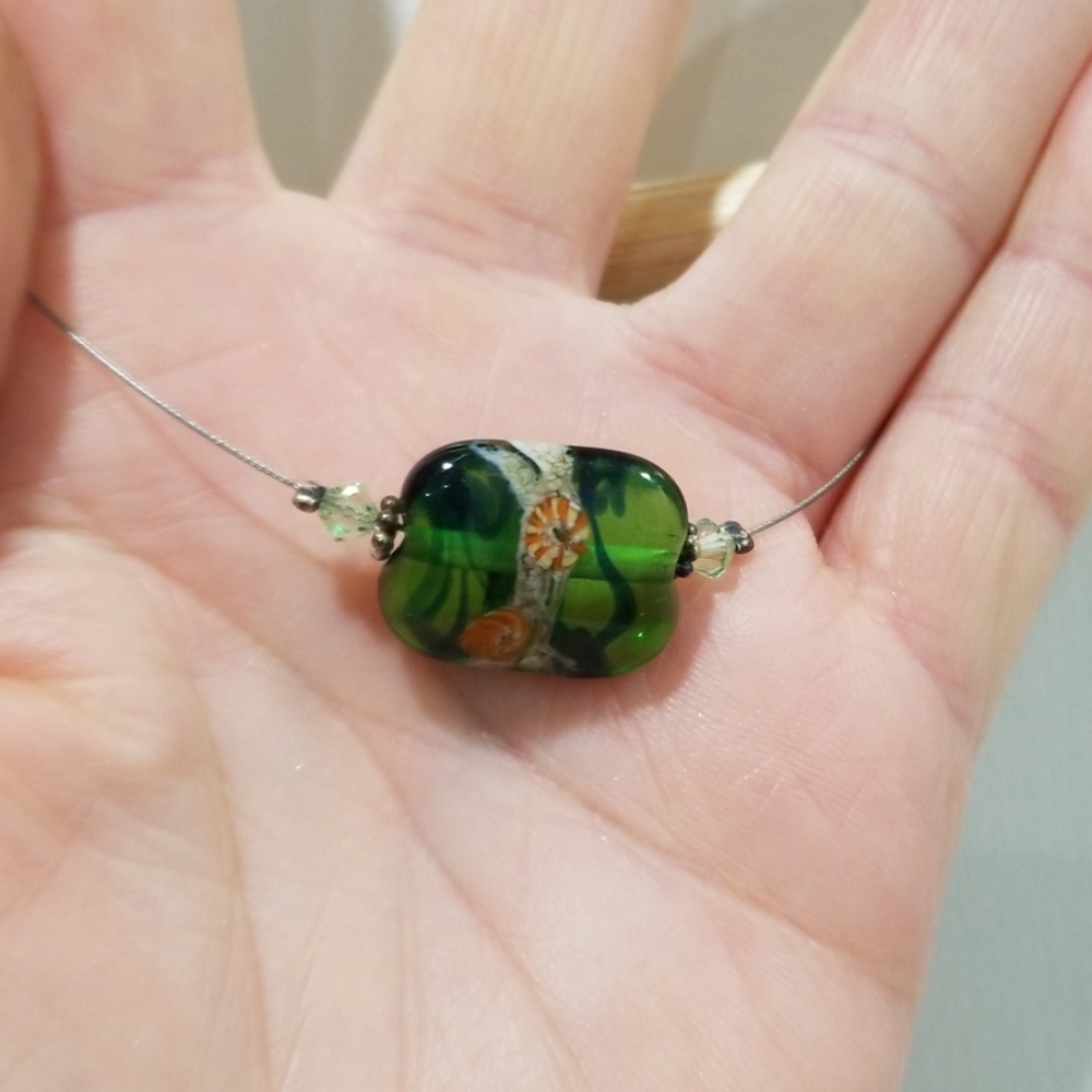 Glass bead wire necklace